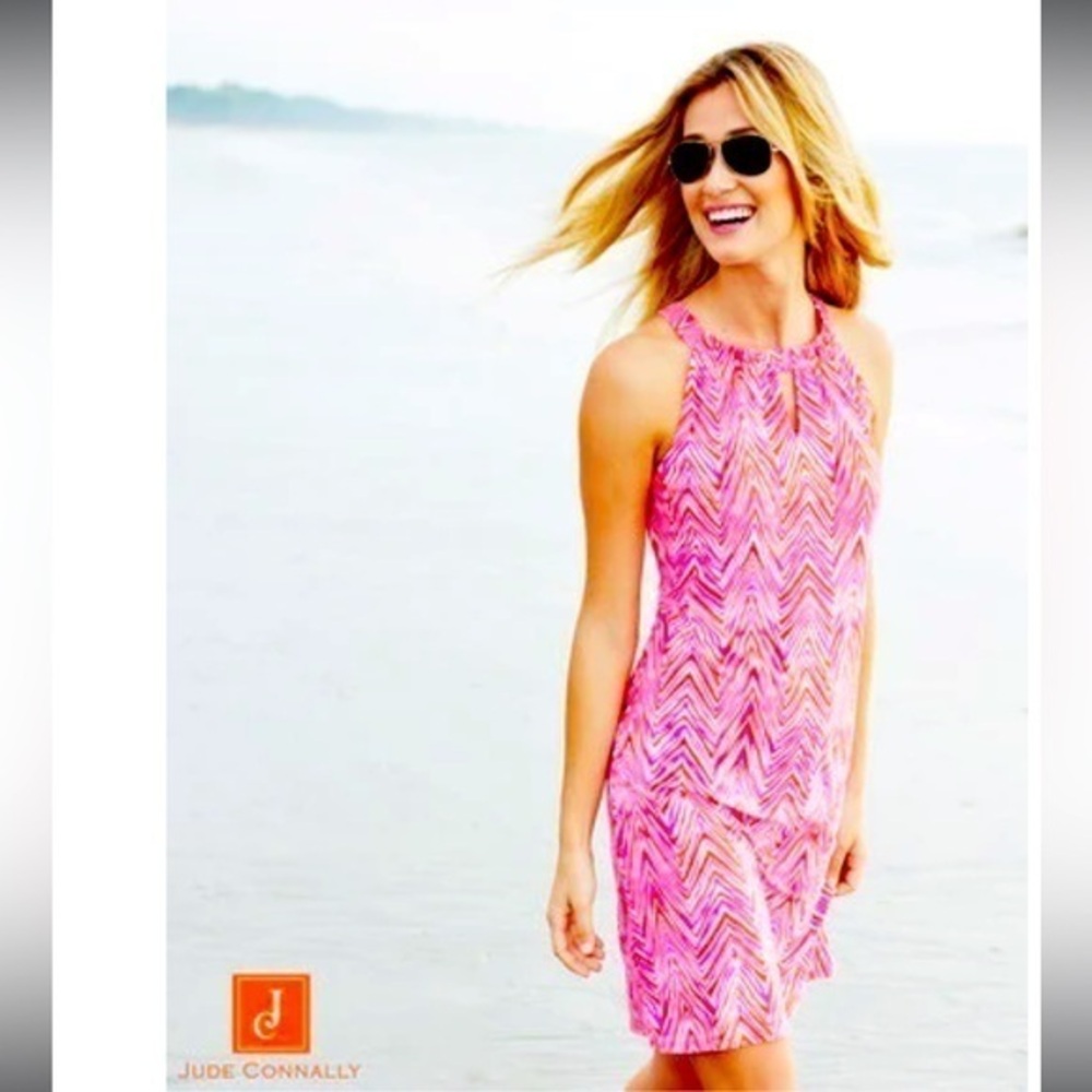 Jude Connally Lisa Geometric Ombre Orange Halter Dress size Small S